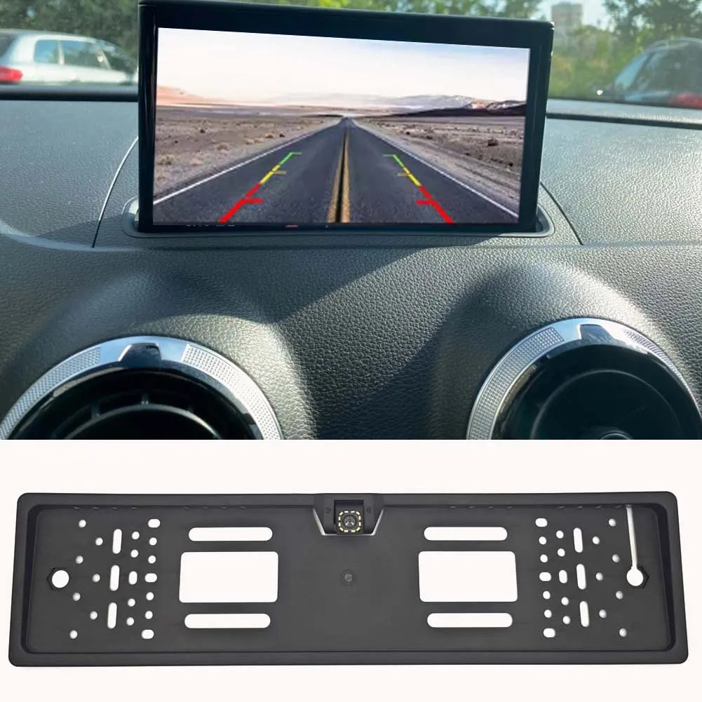 4/8/12LED European License Plate Rearview Camera Frame Reverse Backup Camera Night Vision for Truck Car SUV, Camper Pickup sayaragear