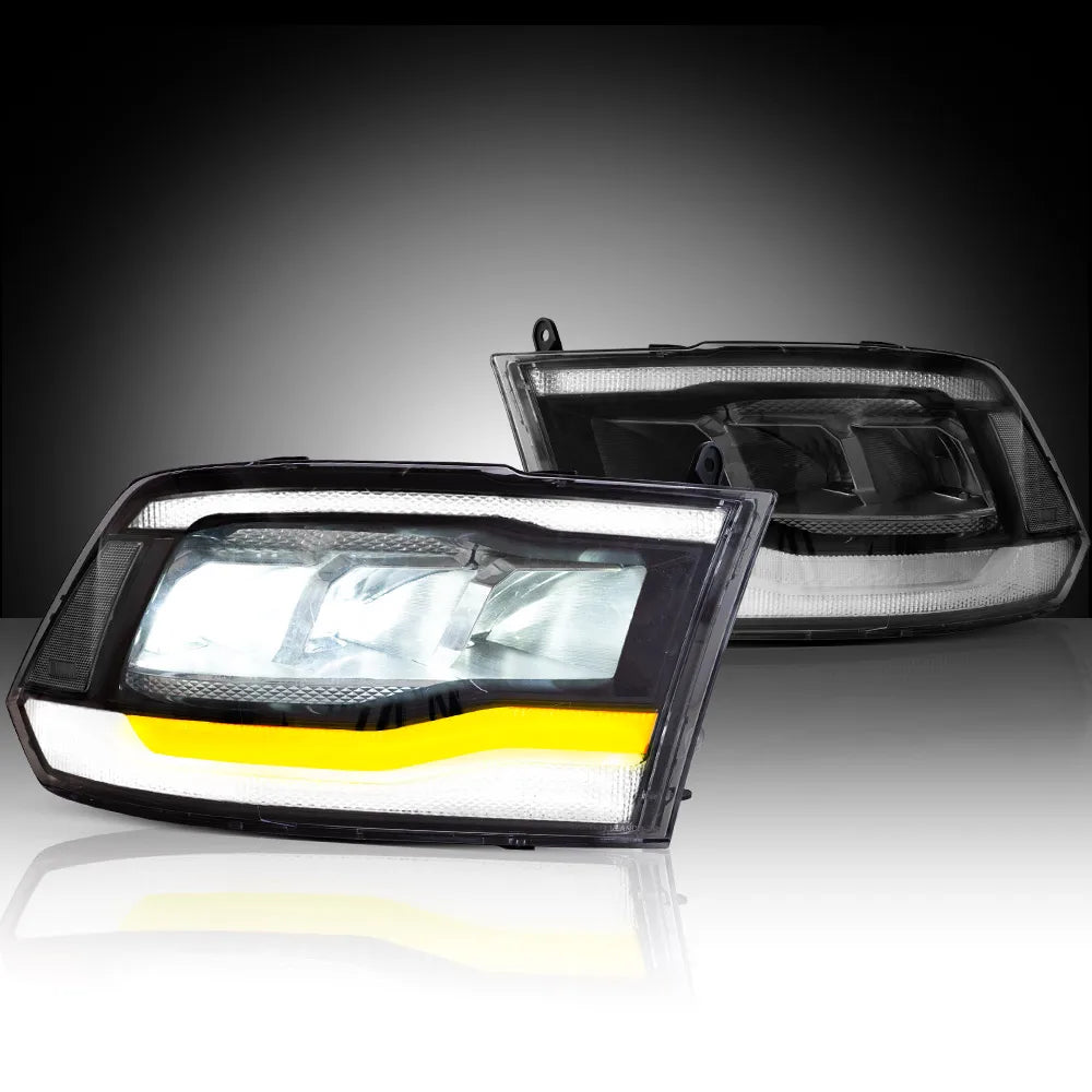 Vland 09-18 Ram 4th Gen 1500 2500 3500 LED Reflection Bowl HeadLights Premium Quality Complete Assembly sayaragear