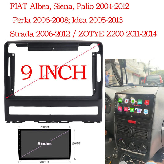 9 inch Car DVD Frame Audio Dash Trim Kits Facia Panel Radio Player 2DIN For FIAT Perla 2009 Albea/Siena/Palio 2004-2012 PLAY Kit sayaragear
