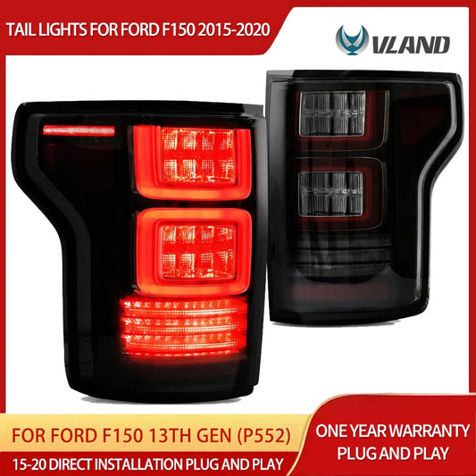 Vland 15-20 F150 13th Gen (P552) Full LED Tail Lights With Sequential Turn Signal Rear Lamp Assembly Upgrade sayaragear