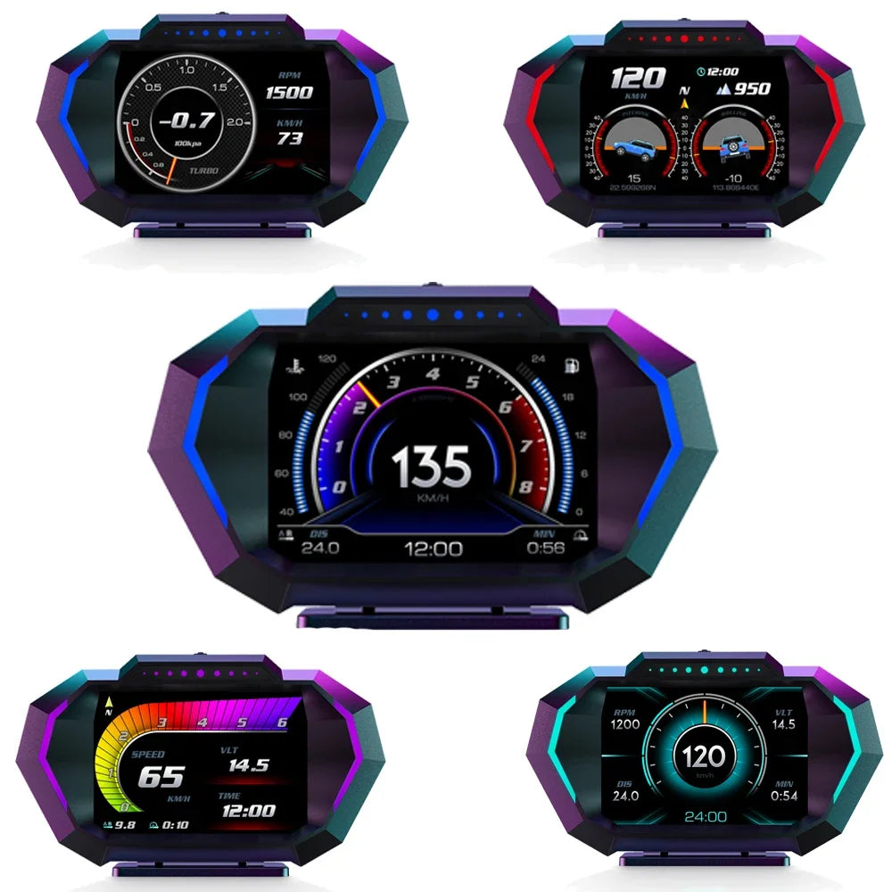 NEW Multi-function Full LCD Instrument OBD+GPS Dual System Car OBD2 GPS HUD Head Up Smart Digital Speedometer with Tester Alarm sayaragear