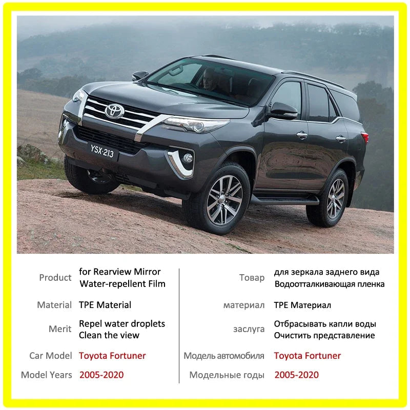 Full Cover Anti Fog Rainproof Film for Toyota Fortuner 2005 -2020 AN50 AN60 AN150 AN160 Hilux SW4 SR5 Rearview Mirror Protective sayaragear