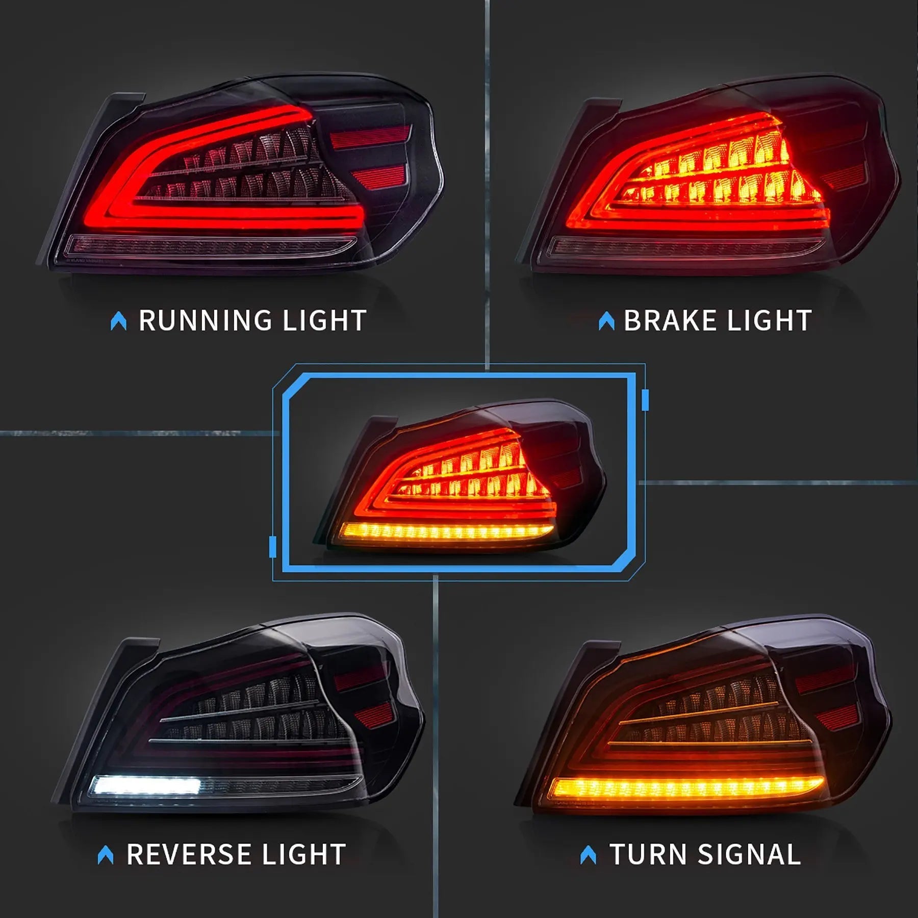 Vland 15-21 WRX & WRX STI 1st Gen (VA) LED Tail Lights With Sequential Turn Signal sayaragear