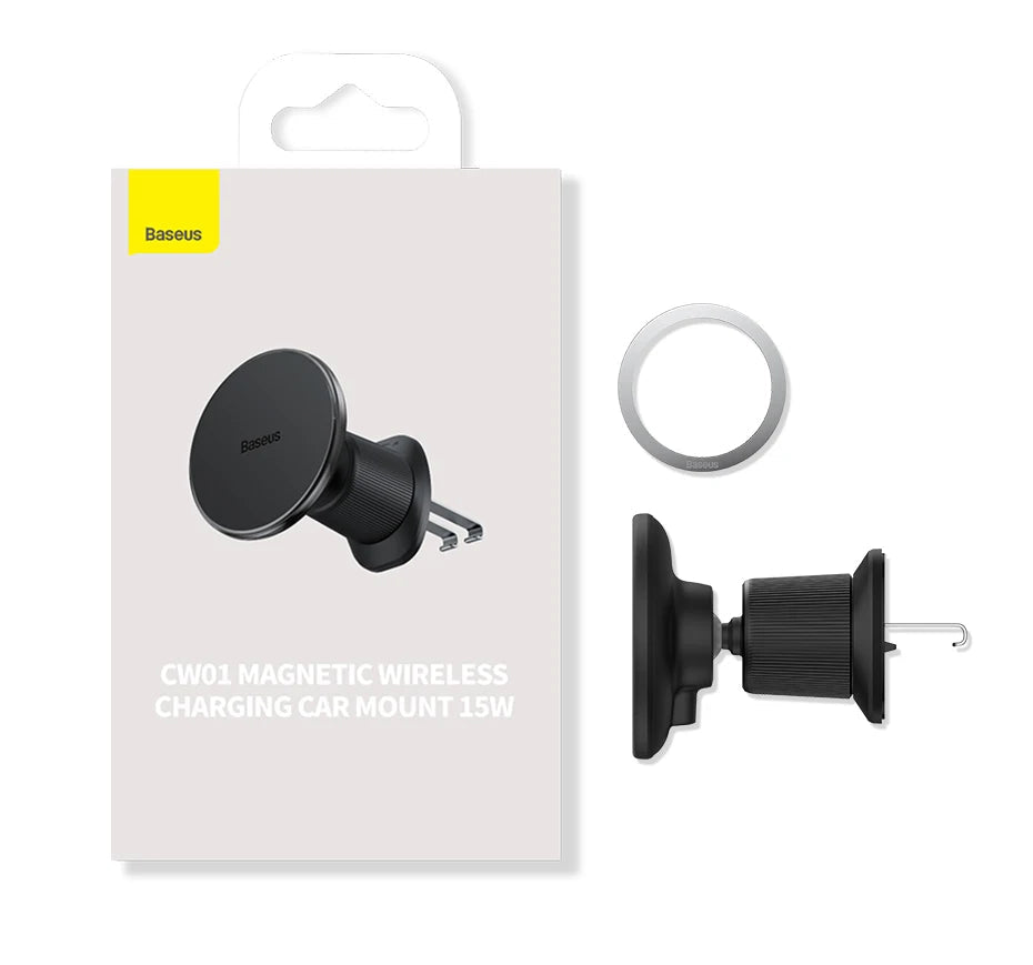 Baseus Magnetic Wireless Charger Car Phone Holder 15W Fast Charging Wireless Car Charger Holder For iPhone 16 15 14 13 Car Mount sayaragear