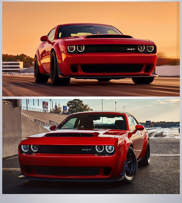 VLAND Car Headlights Assembly For Dodge Challenger 2008-2014 Head Light Moving Turn Signal Light DRL Dual Beam Lens Colourful sayaragear