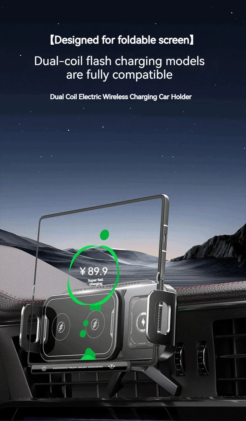 15W Universal Car Phone Wireless Charger Holder 360° Rotation Mount for Samsung Galaxy Fold 6 5 4 3 Z Flip S25 S24 iPhone 16 15 sayaragear