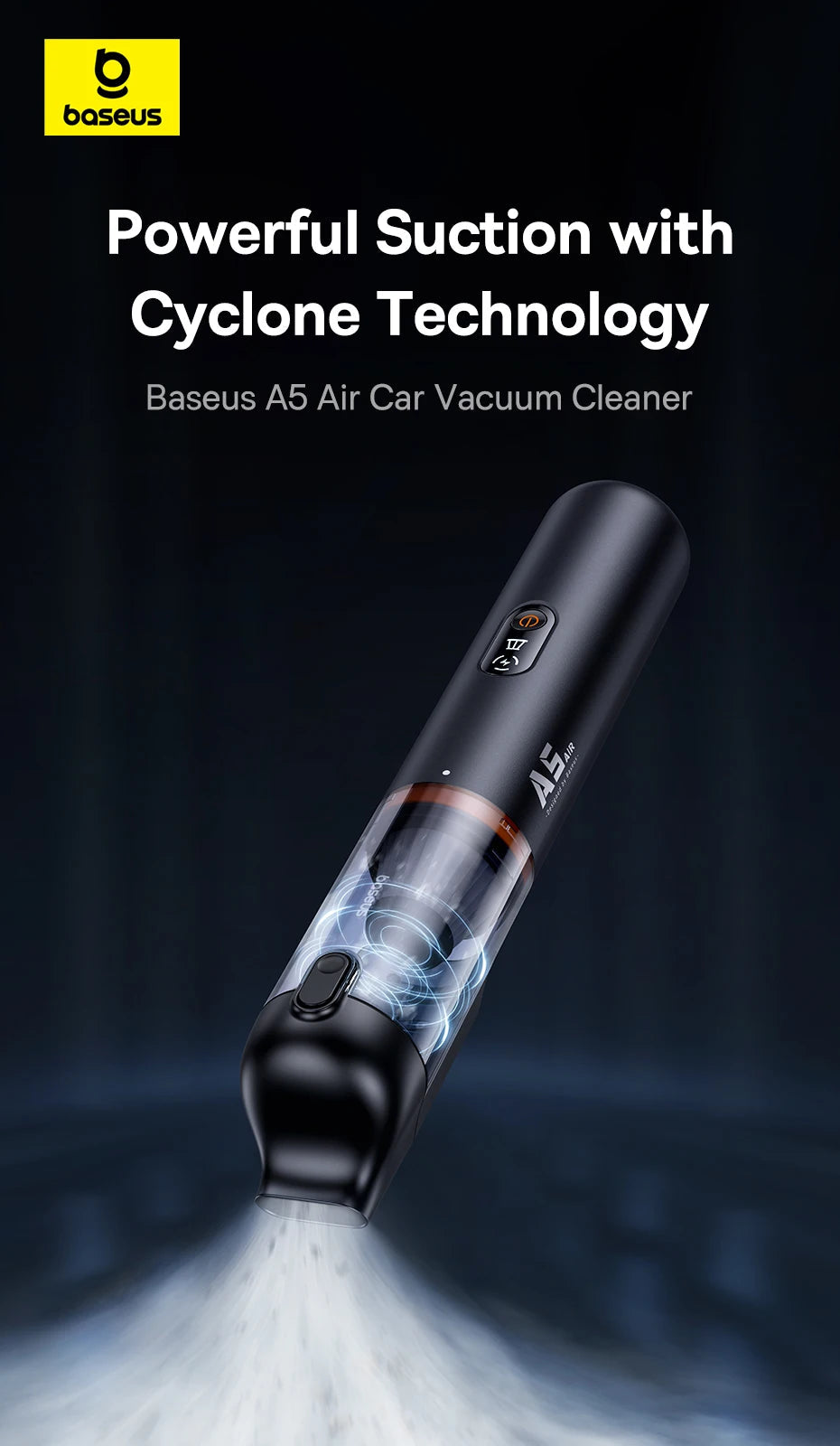 Baseus A5 Air Car Vacuum Cleaner 2-in-1 Powerful Wireless Cleaner Strong Suction Handheld Car Cleaning Portable Home Appliance sayaragear
