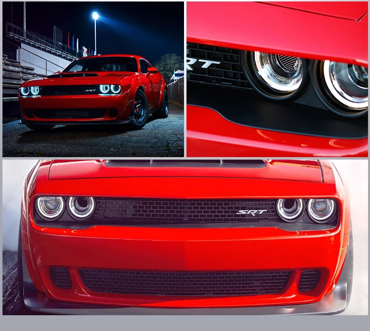 VLAND Car Headlights Assembly For Dodge Challenger 2008-2014 Head Light Moving Turn Signal Light DRL Dual Beam Lens Colourful sayaragear