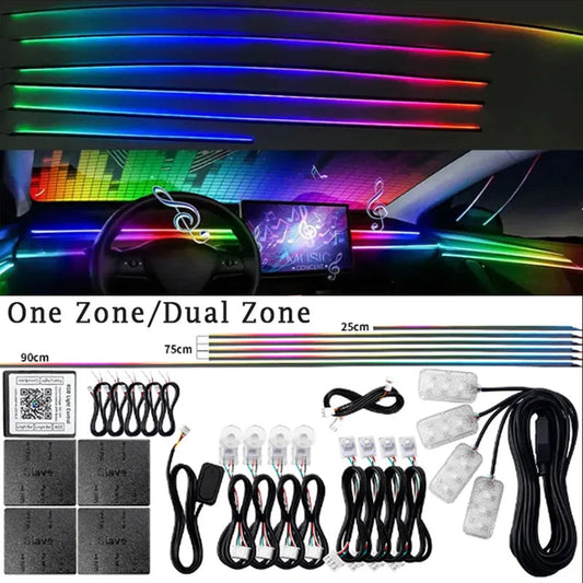 6/10/14/18 in 1 Led Car Ambient Lights RGB 213 64 Color Acrylic Strips Symphony Streamer Interior Rainbow Atmosphere Lamp Kit sayaragear