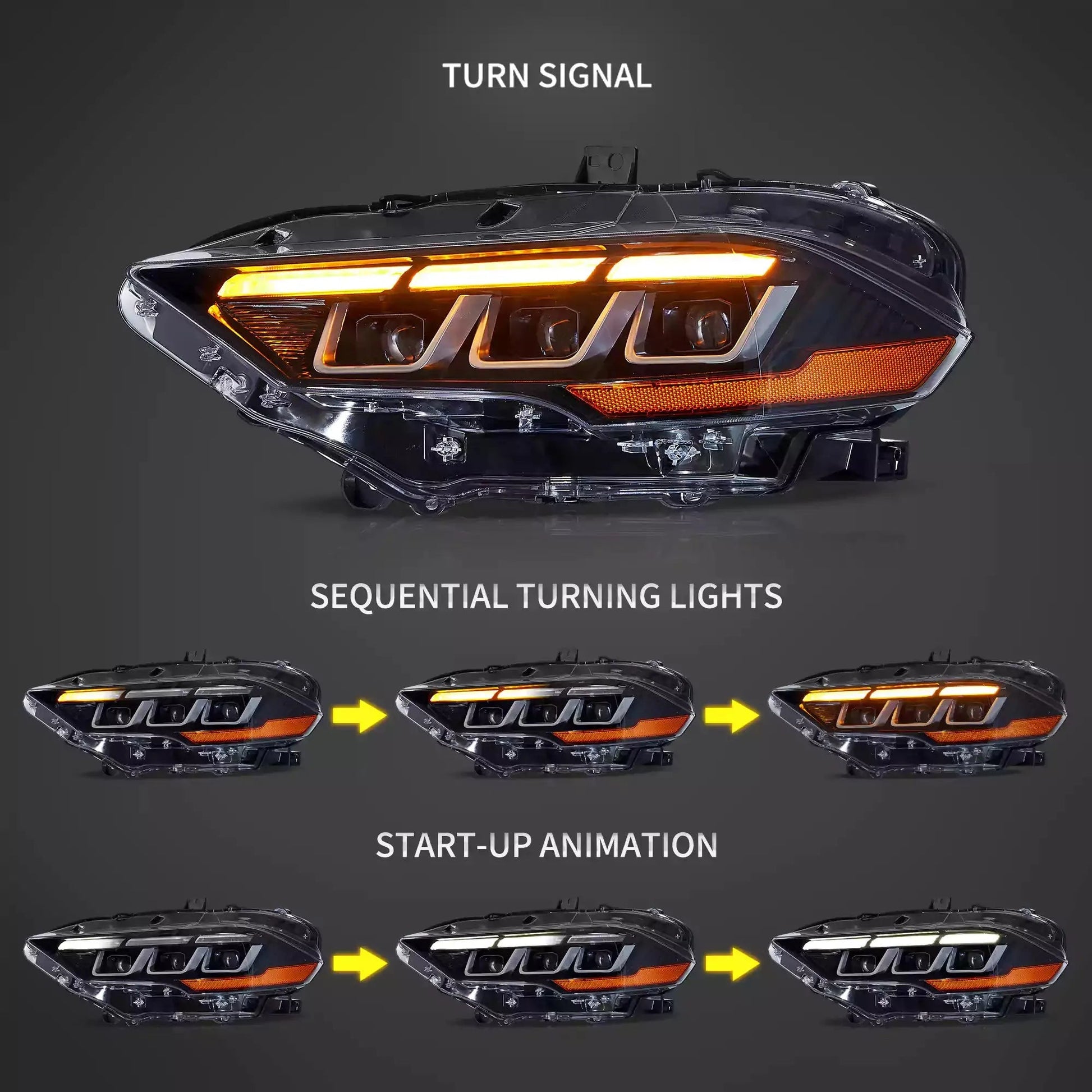 Vland 2018-2023 Mustang Headlights Full LED With S650 Style sayaragear