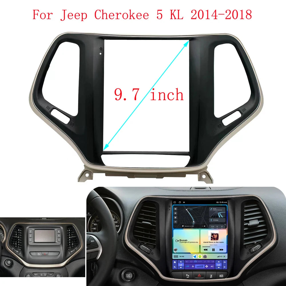HAOCHEN 9.7 Inch Car radio Frame Fascia Installatio Player Panel Frame 2 Din Head Unit Fascia  For Jeep Cherokee 2014 - 2018 sayaragear