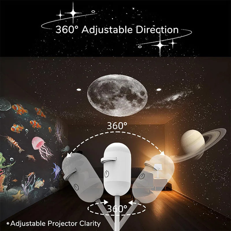 Mini Galaxy Star Projector Two In One Night Light Home Background Atmosphere Light Bedroom Car Decoration Children's Gift sayaragear