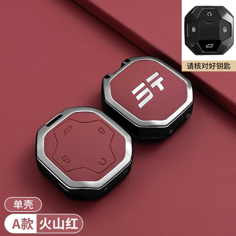 Car Accessories Zinc Alloy Leather Key Case Cover Holder For Chery Jetour Traveller 2023 2024 Jetour T2 T1 Freedom sayaragear