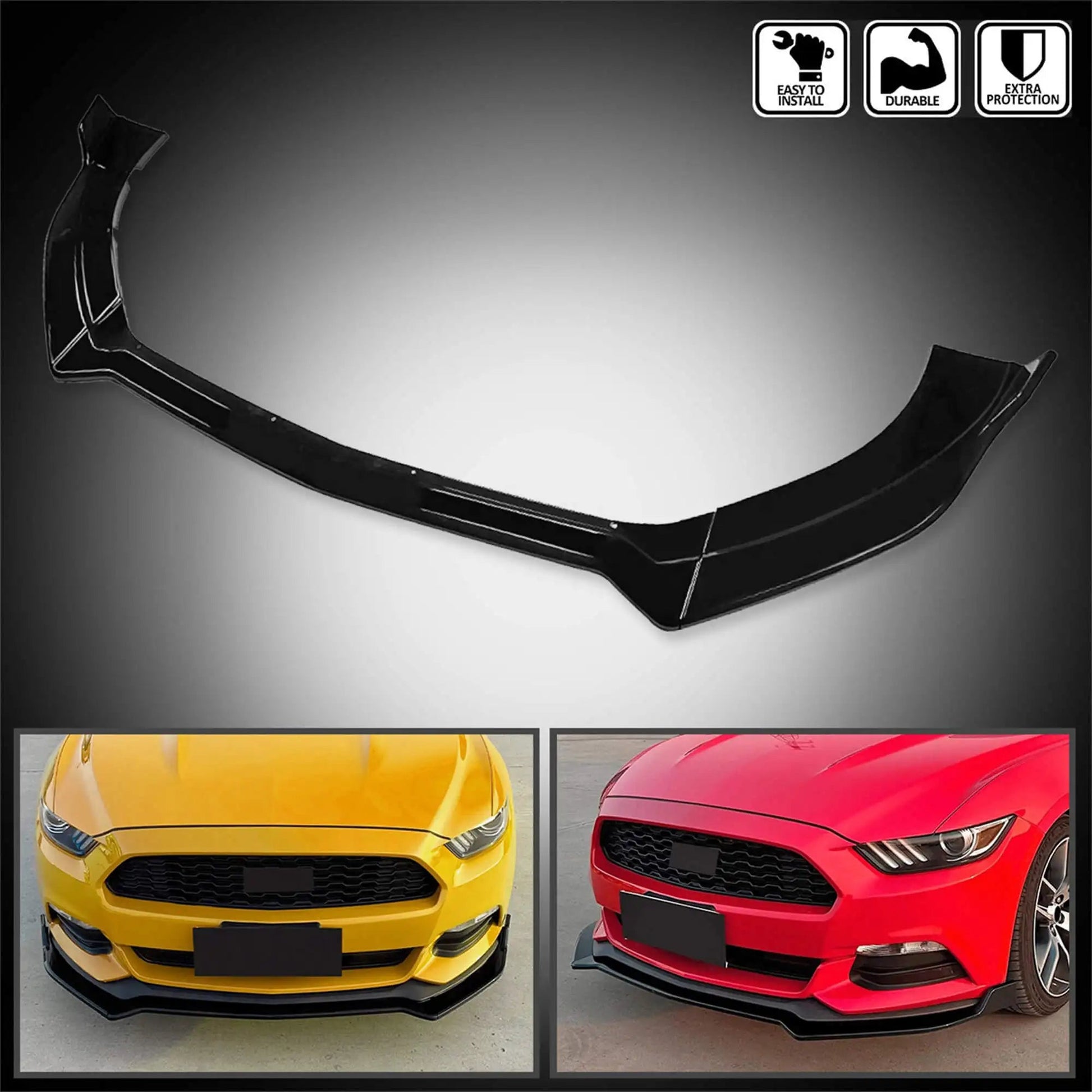 Vland 2015-2017 Mustang GT Performance Style Front Bumper Lip Chin Spoiler Splitter Black sayaragear