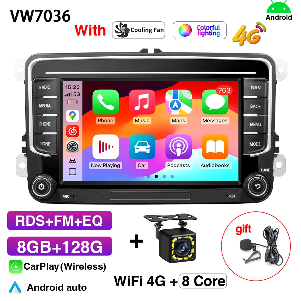 GRANDnavi Android13 Car Radio GPS For VW Volkswagen Skoda Octavia Golf 5 6 Touran Passat B6 Polo Jetta 2Din Multimedia Player sayaragear