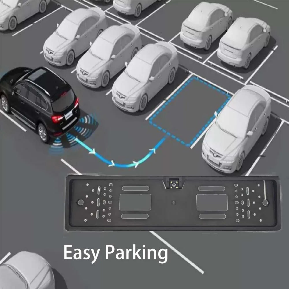 4/8/12LED European License Plate Rearview Camera Frame Reverse Backup Camera Night Vision for Truck Car SUV, Camper Pickup sayaragear
