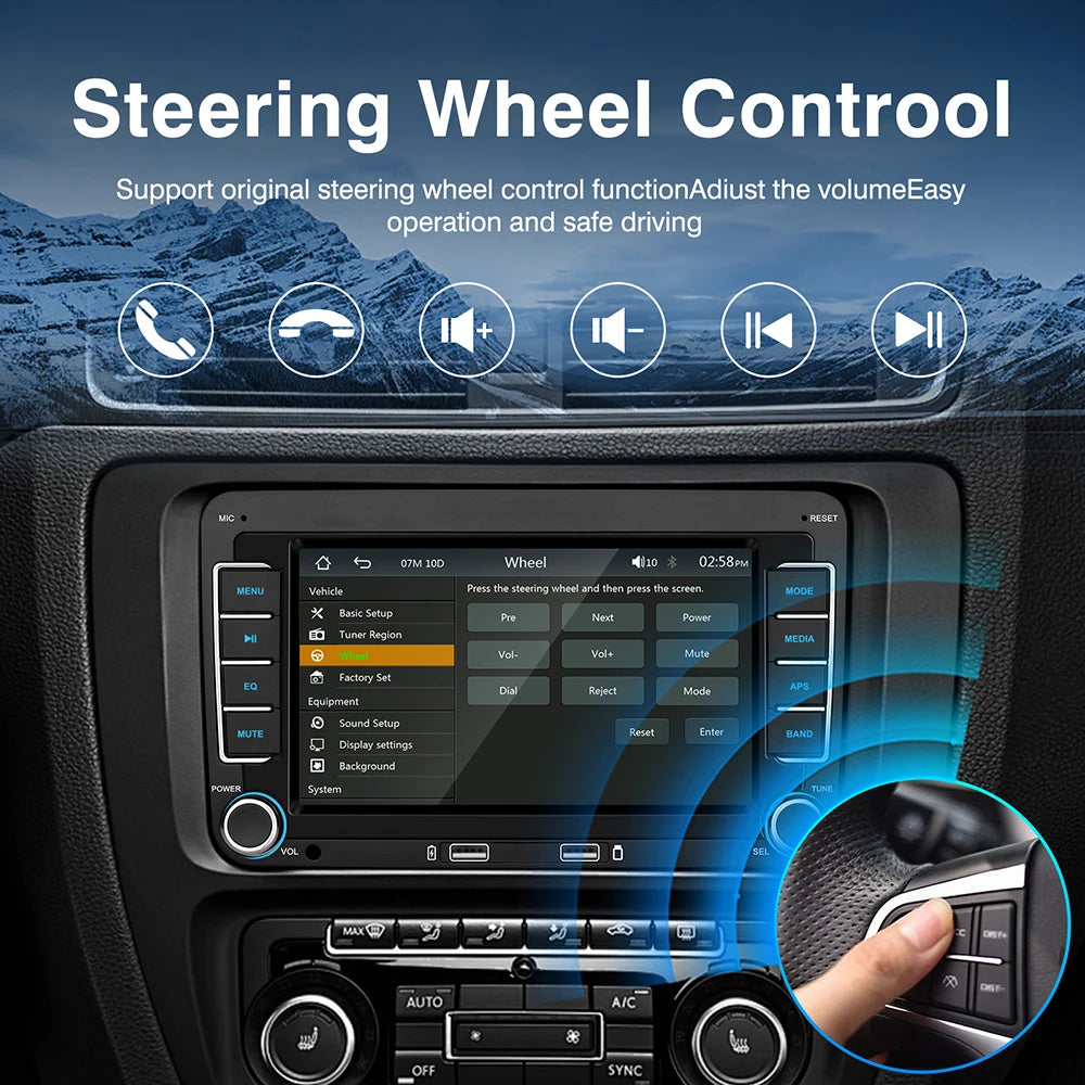 7 Inch Car Stereo For VW Touchcreen BT AM/FM Radio Receiver with Android Auto Carplay USB Charge Support Hands-Free Calling sayaragear