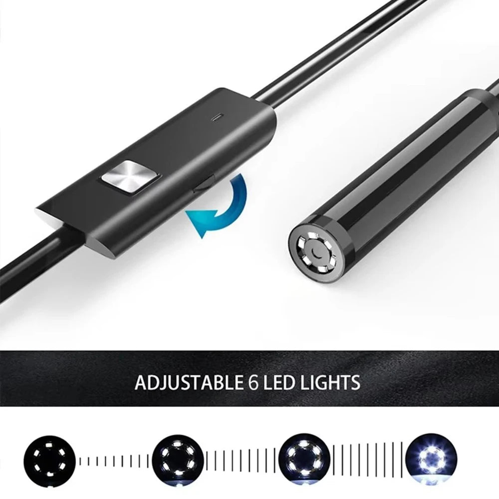 5.5/7.0MM Type-C Endoscope Camera IP67 Waterproof with 6 Adjustable LEDs USB Android Flexible Inspection Borescope for Phone PC sayaragear