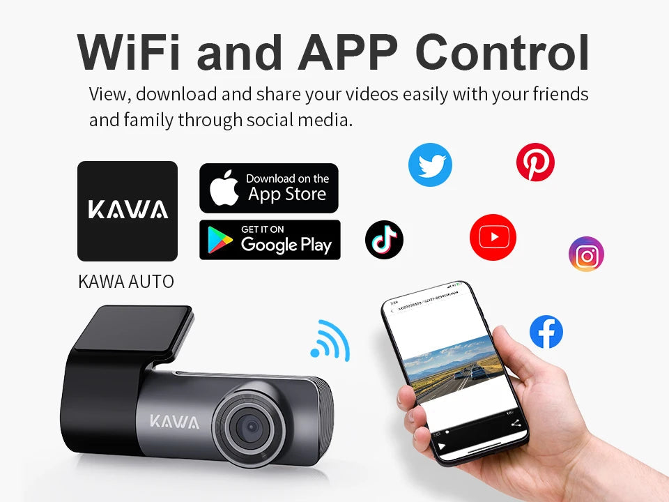 2K Dash Camera For Car DVR Dash Cam In The Car KAWA D5 Video Recorder Emergency Voice Control WiFi APP Monitor WDR Dashcam sayaragear