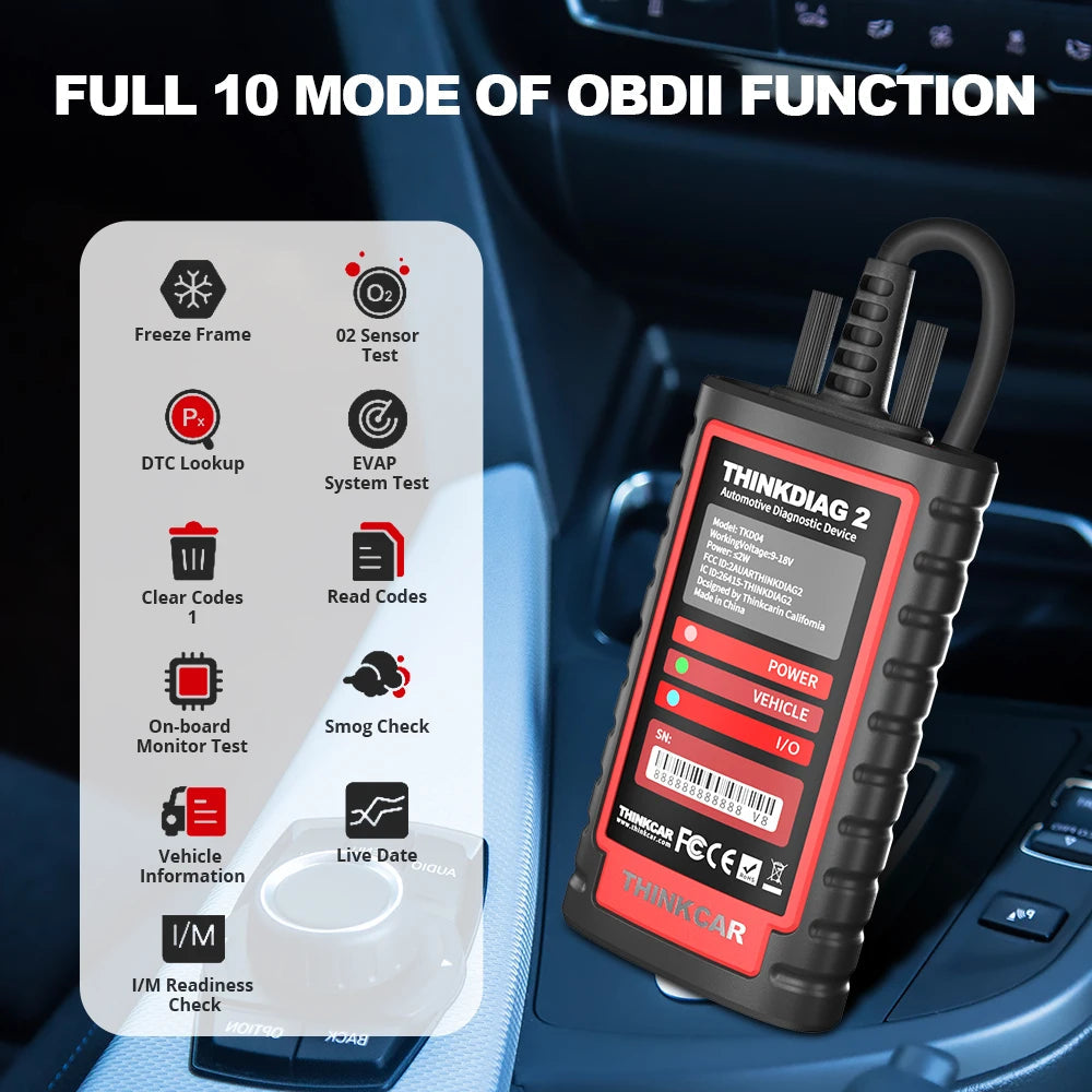 THINKCAR THINKDIAG 2 /KINGBOLEN Ediag Plus CAN FD All Systems 15 Reset Services ECU Coding OBD2 Scanner Car Diagnostic Tool sayaragear
