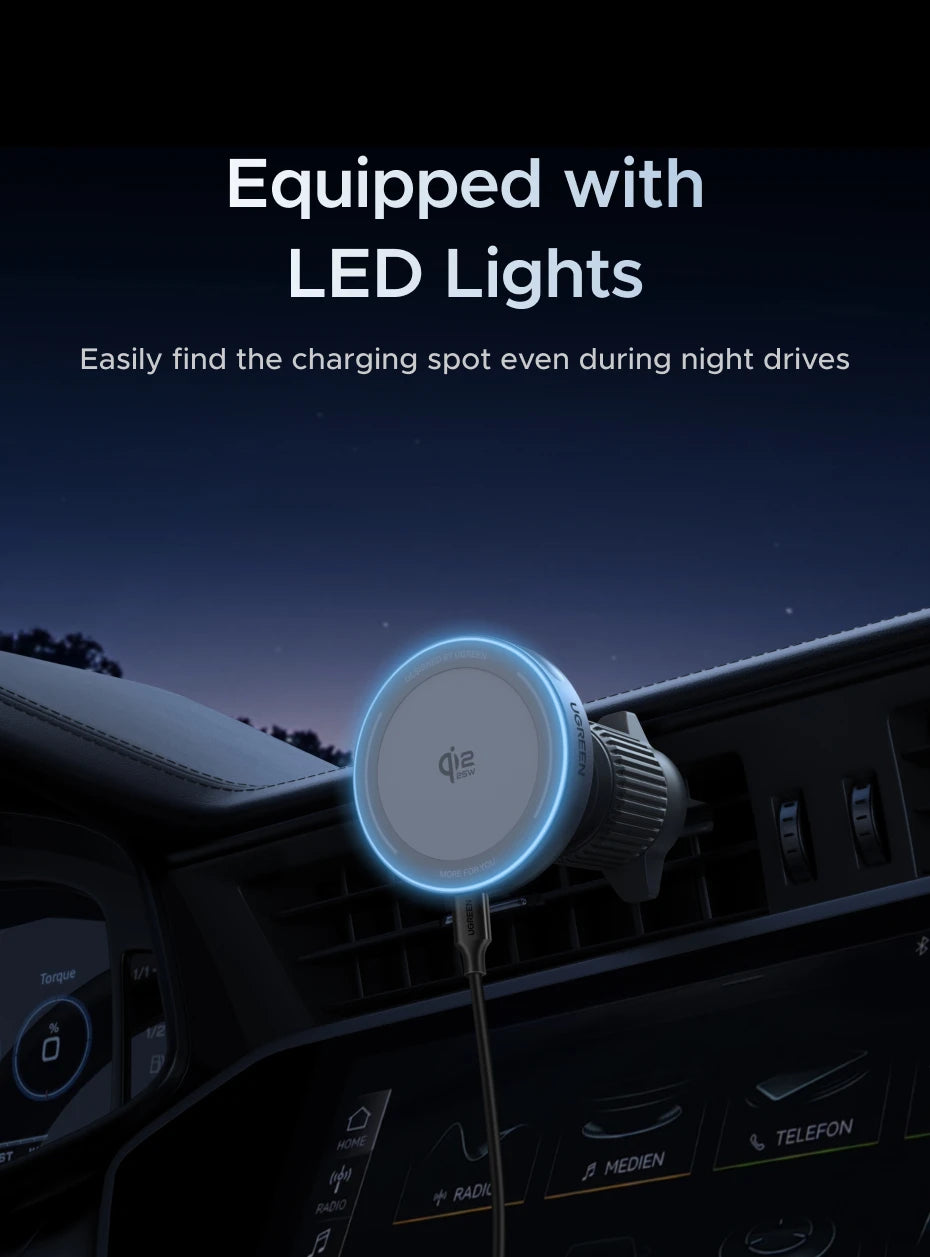 UGREEN Qi2 25W 15W Magnetic Car Phone Holder Wireless Charger Stand For iPhone 17 16 15 Pro Max Charging for Magsafe Car Charger sayaragear