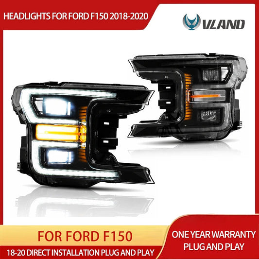 Vland 2018–2020 F-150 LED Dual Beam Projector Headlights with Start-Up Animation sayaragear