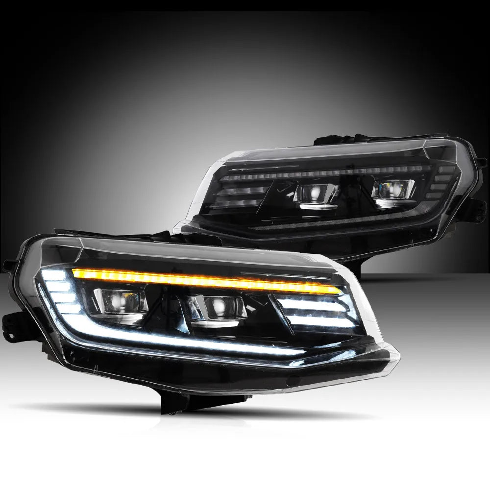 VLAND 16-18 Camaro & 19-24 Camaro ZL1 Black LED Dual Beam Projector Headlights W/ Start-up Animation sayaragear