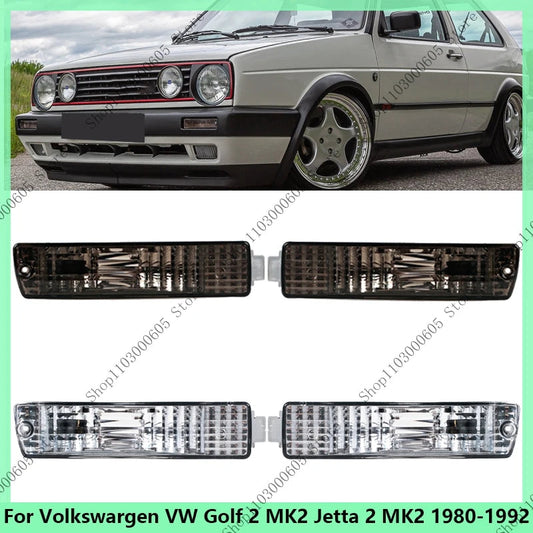 For Volkswargen VW Golf 2 MK2 Jetta 2 MK2 1980-1992 Front Turn Signal Bumper Indicator Light Fog Corner Lamp With Harness sayaragear