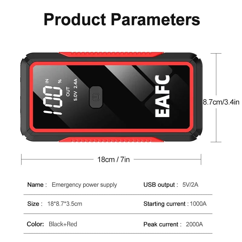 Car Jump Starter 2000A Power Bank Portable Car Battery Charger for 12V Auto Starting Device Petrol Diesel Emergency Booster sayaragear