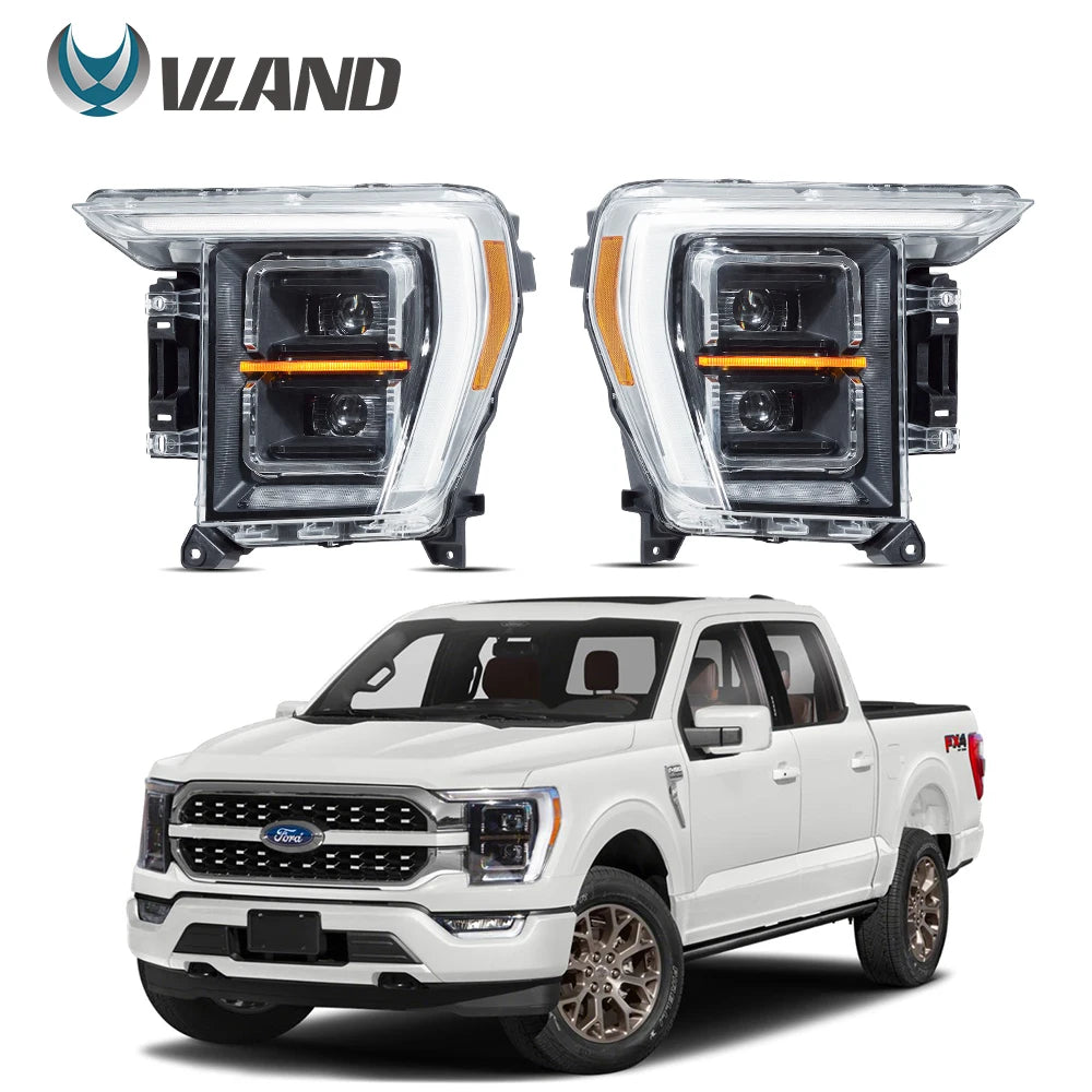 VLAND Headlamp Car Headlights Assembly FOR FORD F150 2021 LED Head Light With Moving Turn Signal Dual Beam Lens Plug-and-play sayaragear