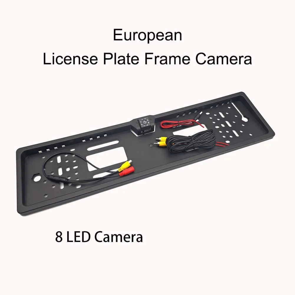 4/8/12LED European License Plate Rearview Camera Frame Reverse Backup Camera Night Vision for Truck Car SUV, Camper Pickup sayaragear