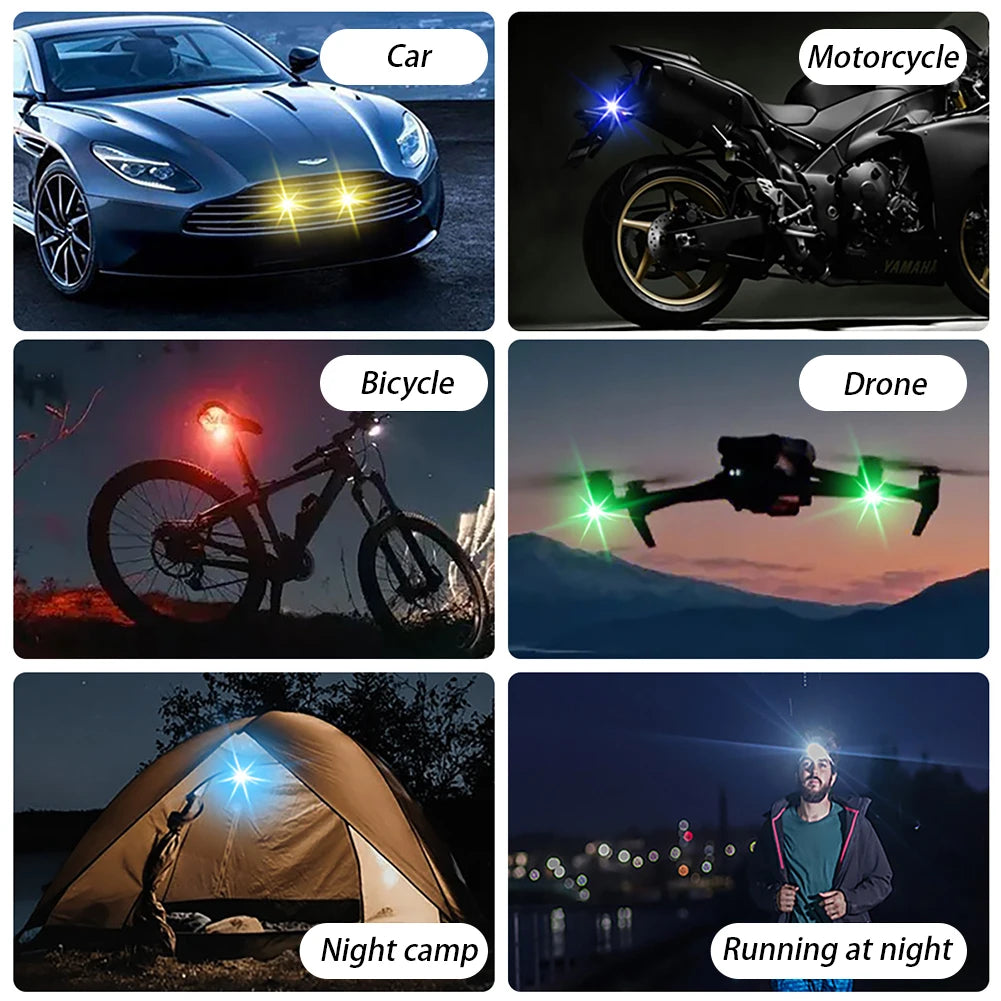 Car Motorcycle RGB LED Strobe Lights 8 Colors LED Flash Position Wireless Light Aircraft Airplane Helicopter Warning Lights sayaragear