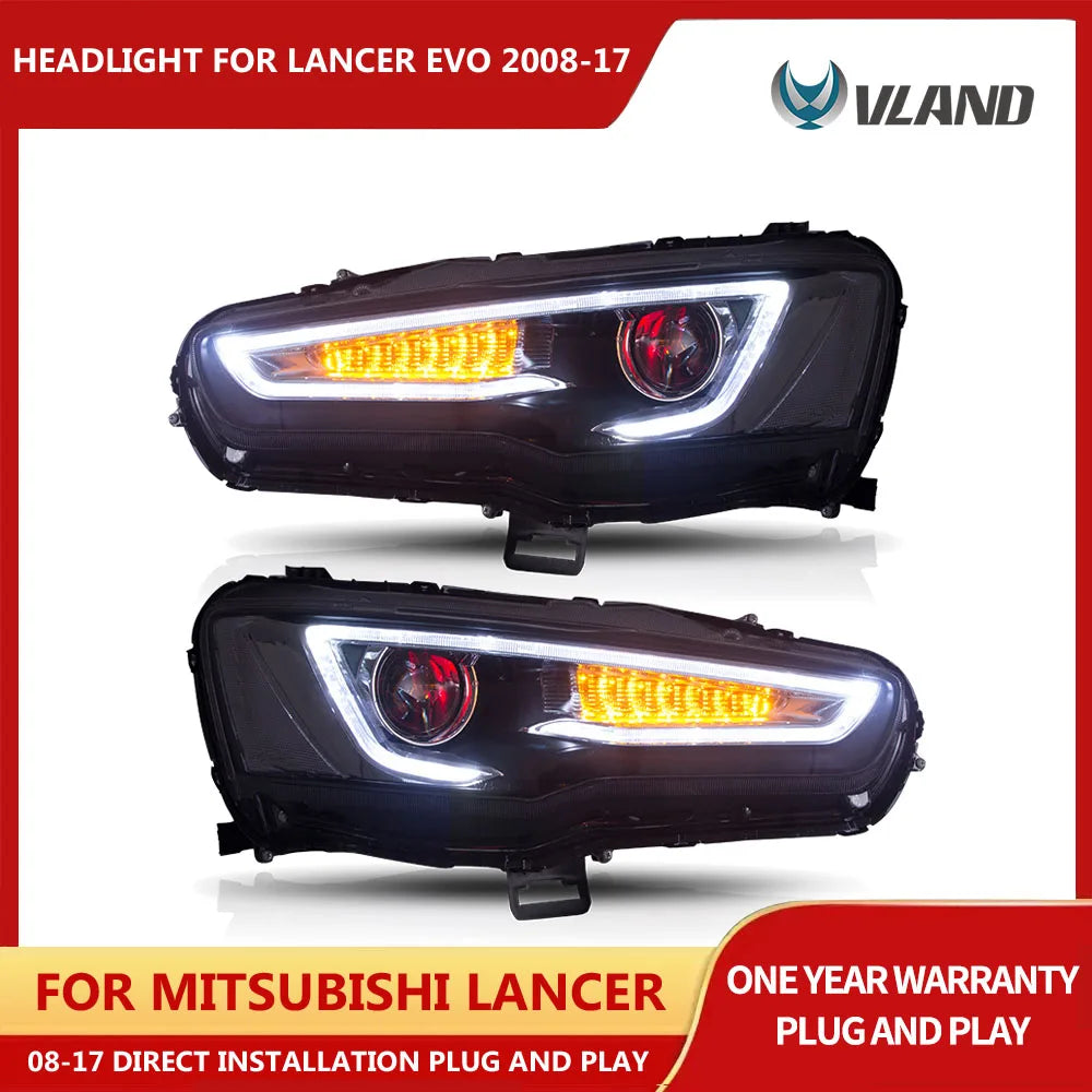 VLAND headlight Assembly FOR MITSUBISHI LANCER 2008-2017 LED HEADLIGHTS LED Running Light sayaragear