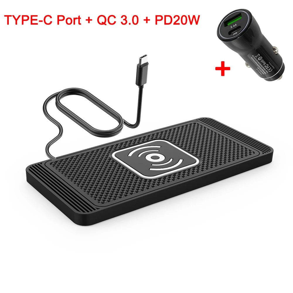Car Wireless Charger for Iphone 16 15 15 Pro Max 14 13 12 X Samsung S24 S23 Wireless Car Charger Silicone Pad Stand Fast Charger sayaragear