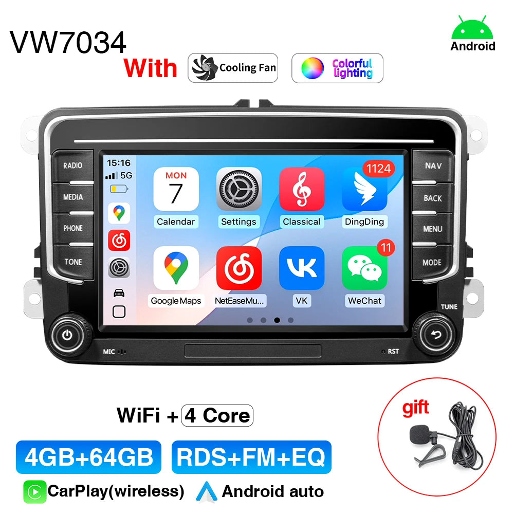 GRANDnavi Android13 Car Radio GPS For VW Volkswagen Skoda Octavia Golf 5 6 Touran Passat B6 Polo Jetta 2Din Multimedia Player sayaragear