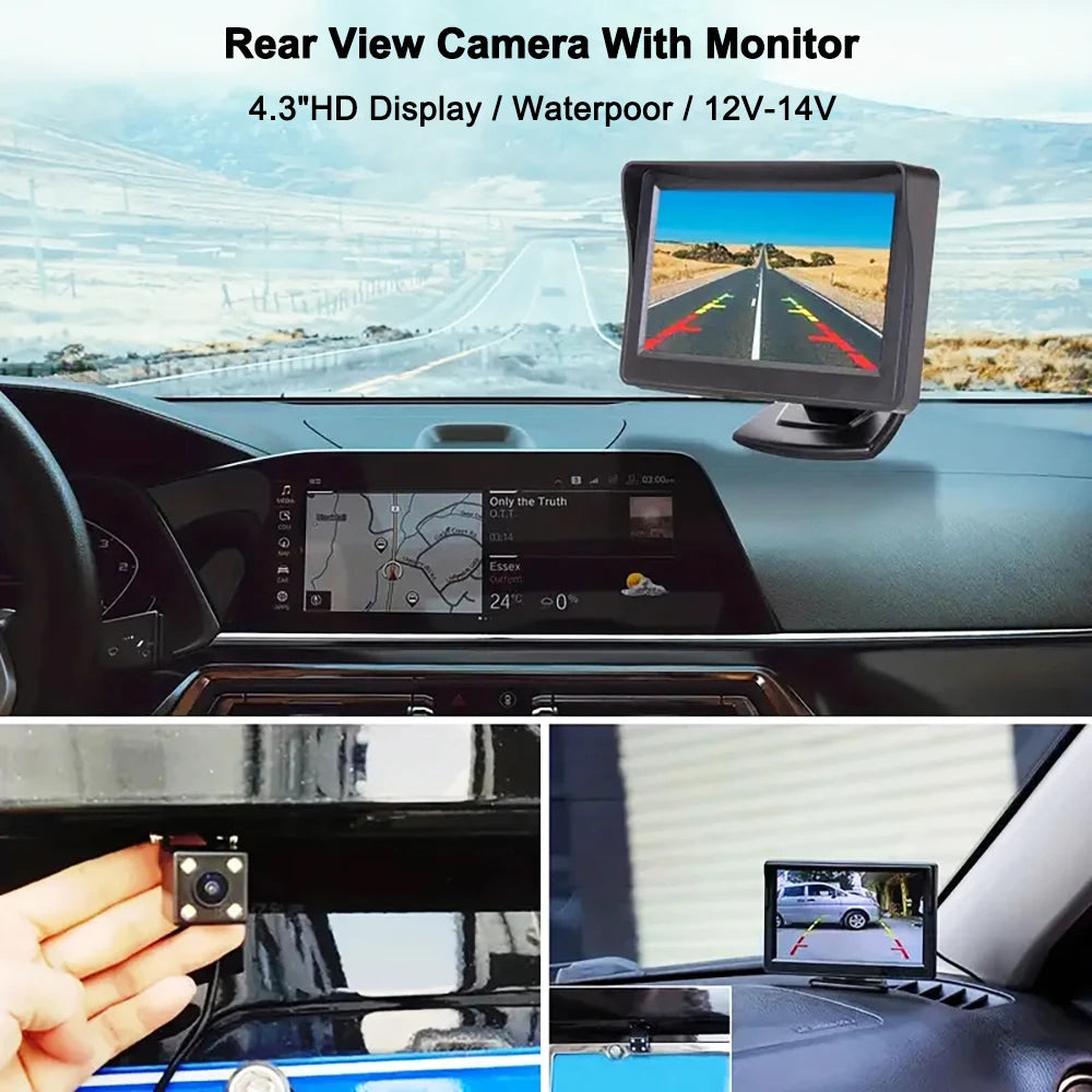 Easy Installation 4.3Inch or Rear View Camera Monitor Screen Reversing Camera for Car Parking Parking System Camera for Vehicle sayaragear