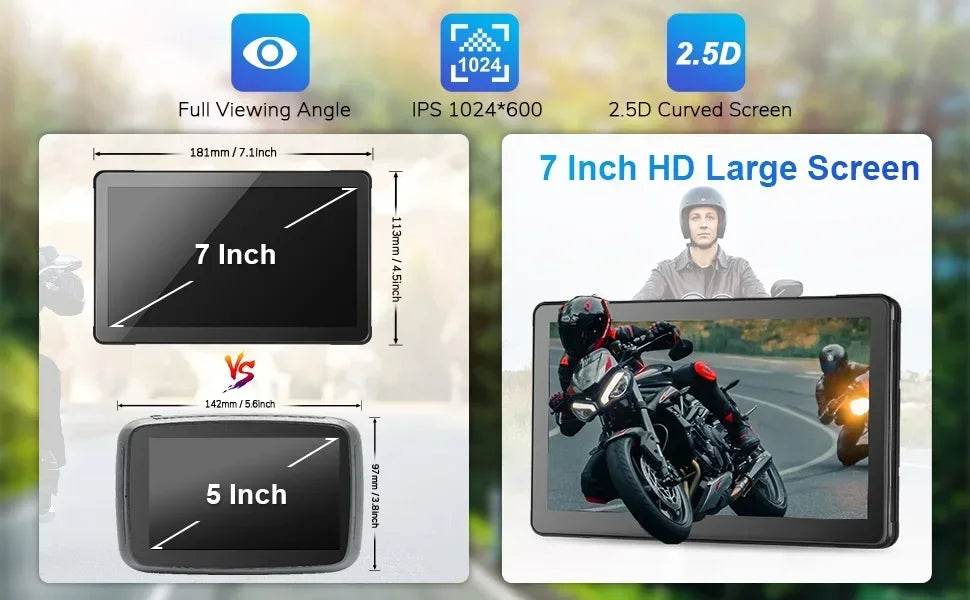 Jansite 5/7 inch Carplay Motorcycle DVR Navigation GPS Wireless CarPlay Android Auto IPX7 Display Screen Portable Moto Monitor sayaragear