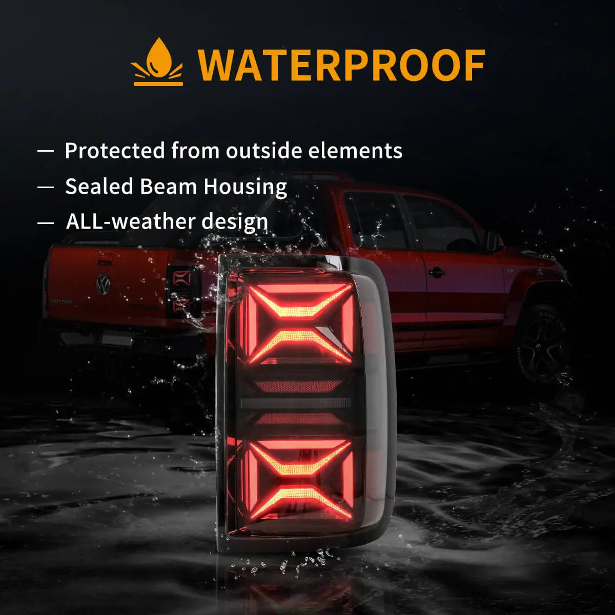Vland 10-22 Amarok LED Tail Lights With Dynamic Welcome Lighting Smoked Rear Lamp Assembly Upgrade sayaragear