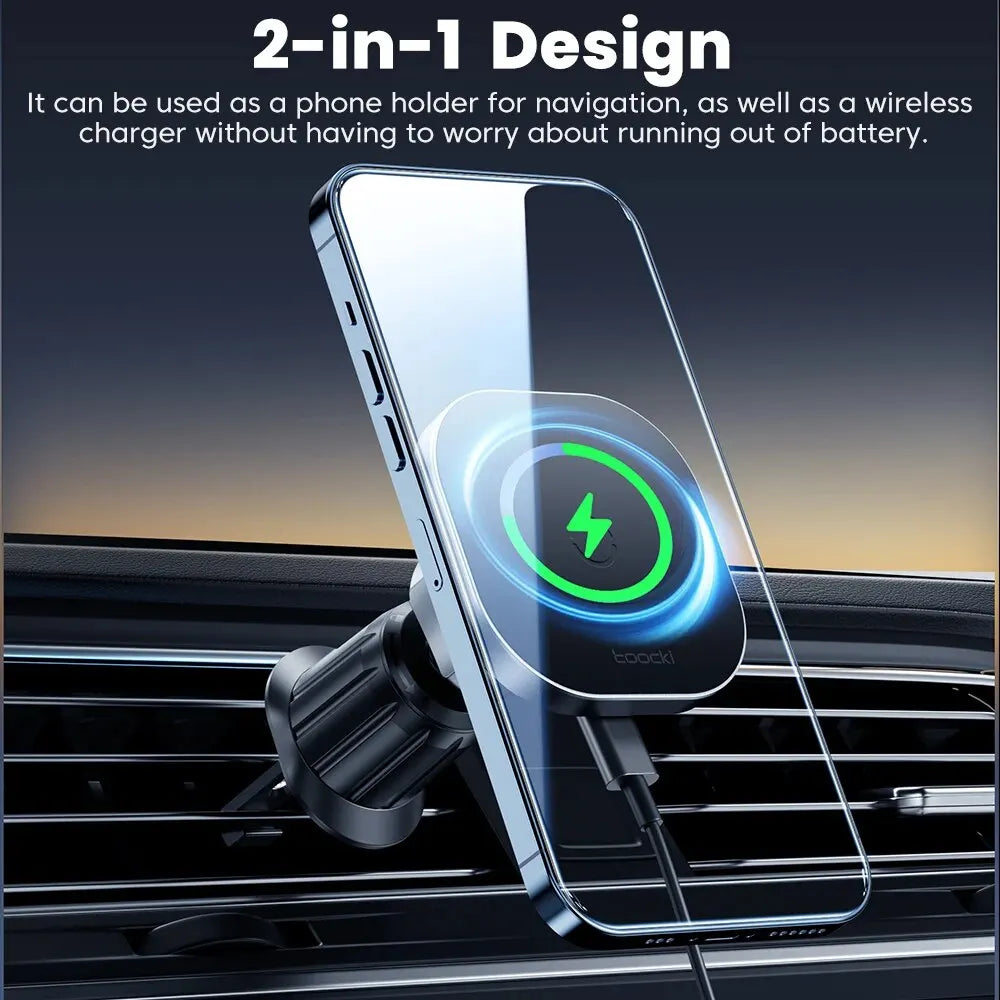 Toocki Magnetic Car Wireless Charger Car Phone Holder Air Outlet 15W Fast Charging Charger in Car For iPhone 15 14 13 12 Pro Max sayaragear