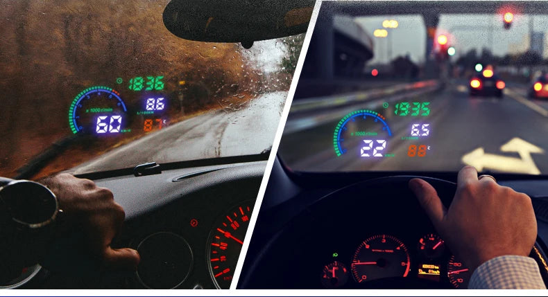 KWHUD HUD Head Up Display Car OBD2 Digital Speedometer RPM Tacho Volt Water Temp Meter Windshield Speed Projector Car Electronic sayaragear
