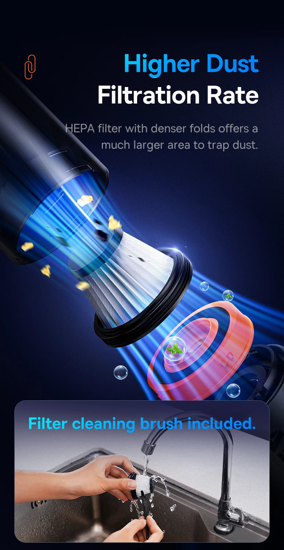 Baseus A5 Air Car Vacuum Cleaner 2-in-1 Powerful Wireless Cleaner Strong Suction Handheld Car Cleaning Portable Home Appliance sayaragear