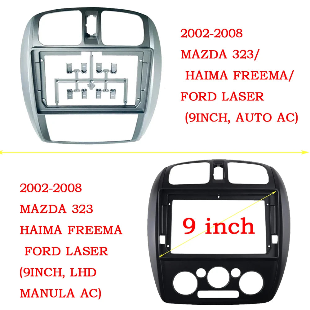 2Din Audio Face Plate Facia Frame For Mazda 323 Premacy Ford Laser 9 inch Big Screen Radio Stereo Panel Dash Mount Refitting Ki sayaragear