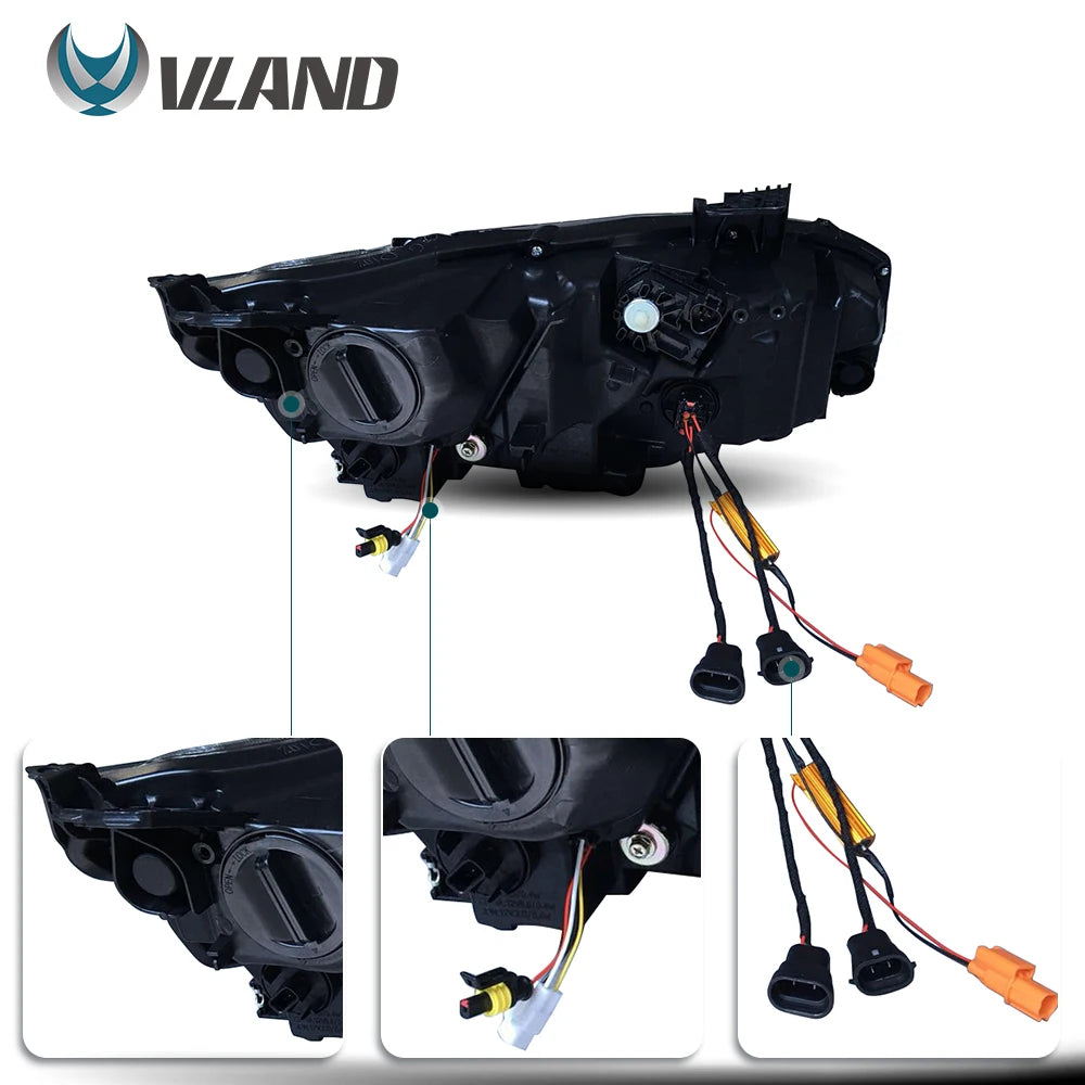 Vland factory car accessories for Car full LED lights for Civic headlight 2016-2018 with white DRL and yellow moving turn signal sayaragear