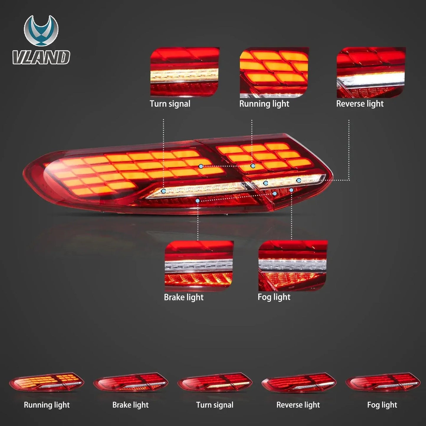 Vland 16-23 C-Class A205 C205 Full LED Tail Lights With Animation Sequential Turn Signal sayaragear