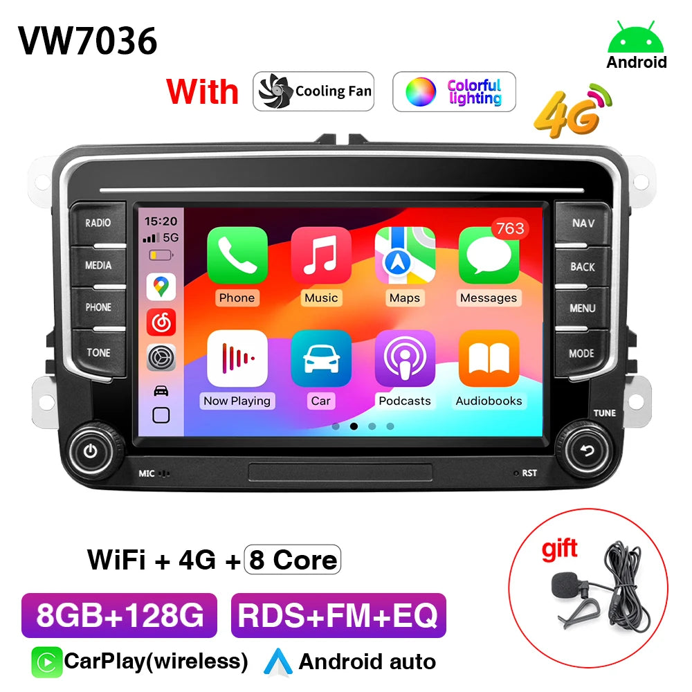 GRANDnavi Android13 Car Radio GPS For VW Volkswagen Skoda Octavia Golf 5 6 Touran Passat B6 Polo Jetta 2Din Multimedia Player sayaragear