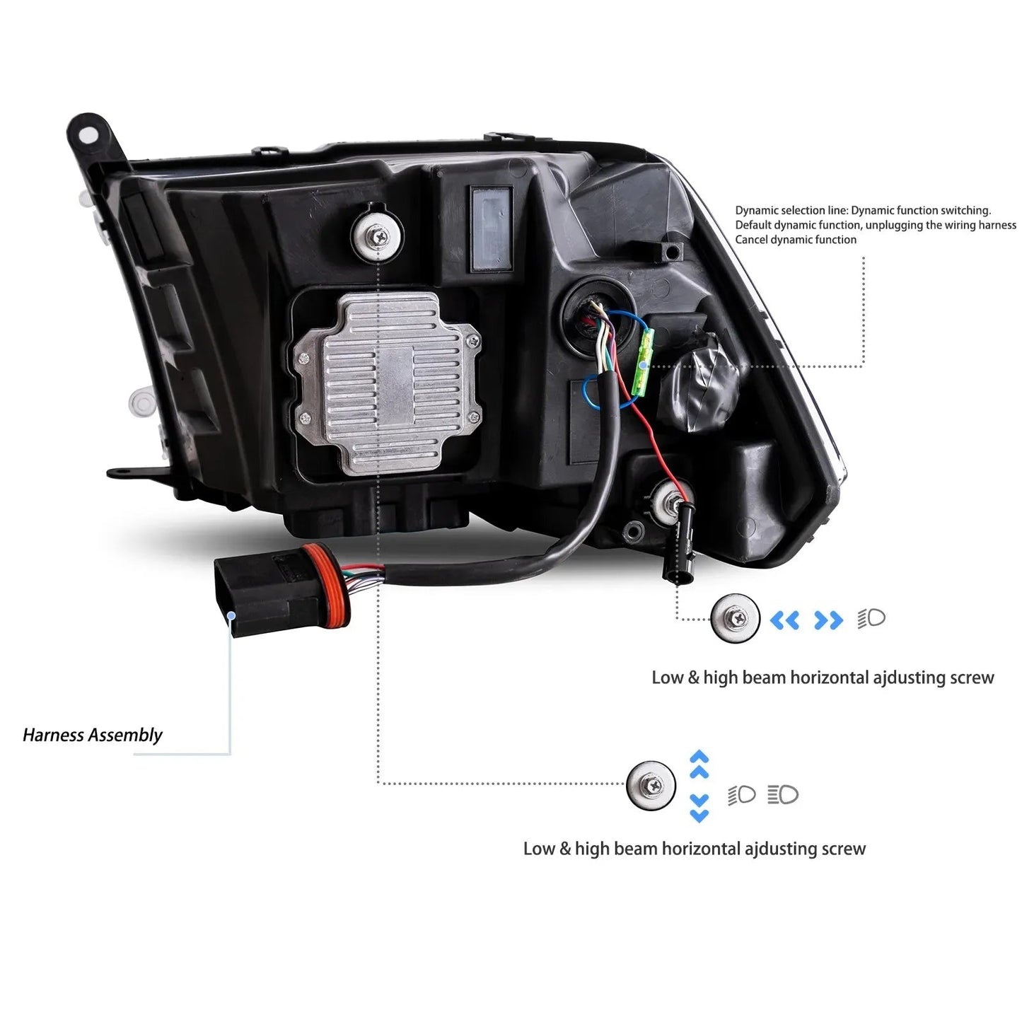Vland 09-18 Ram 1500 2500 3500 HeadLights Full LED Black sayaragear