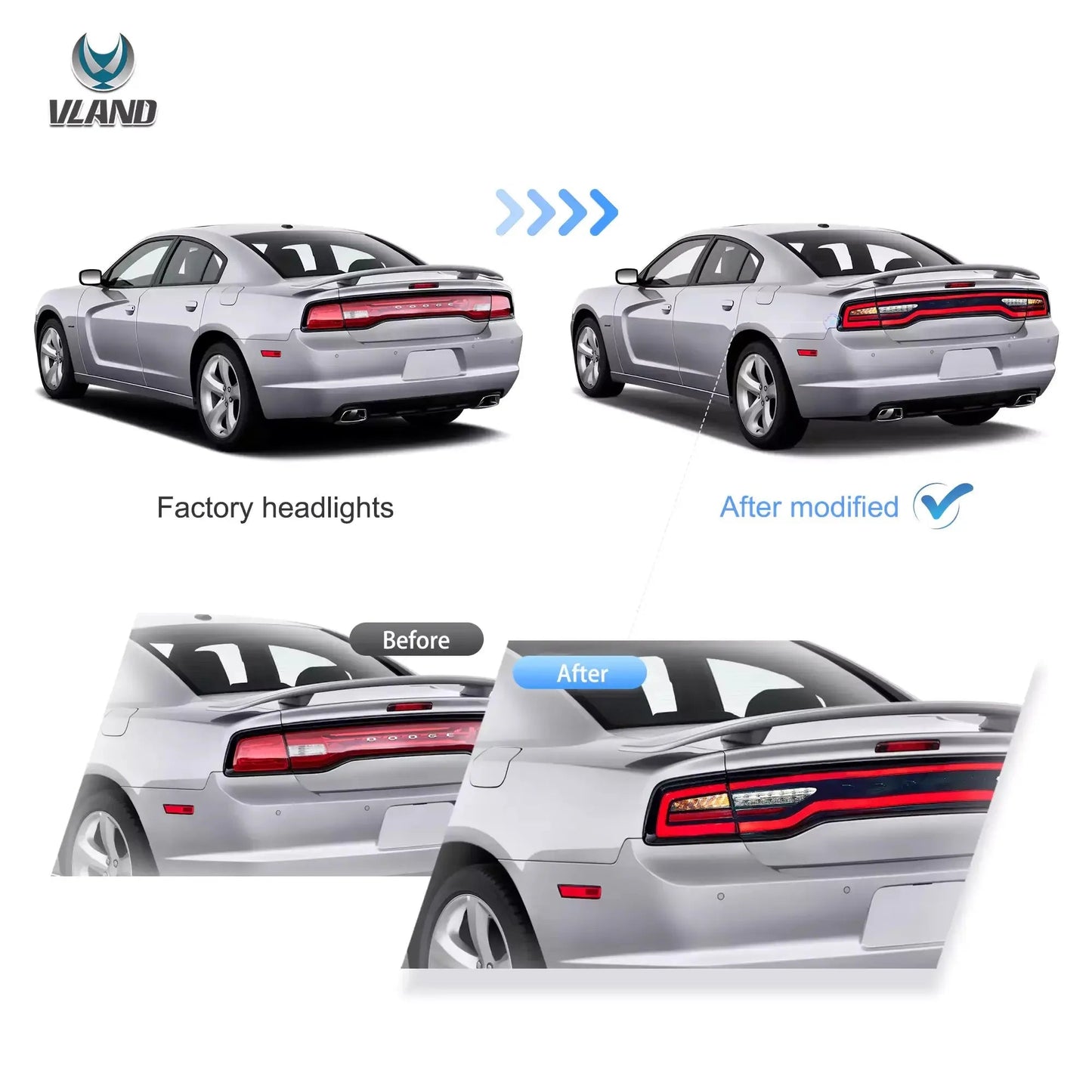 Vland 2011-2014 Charger Tail Lights Full LED W/Start-Up Animation sayaragear