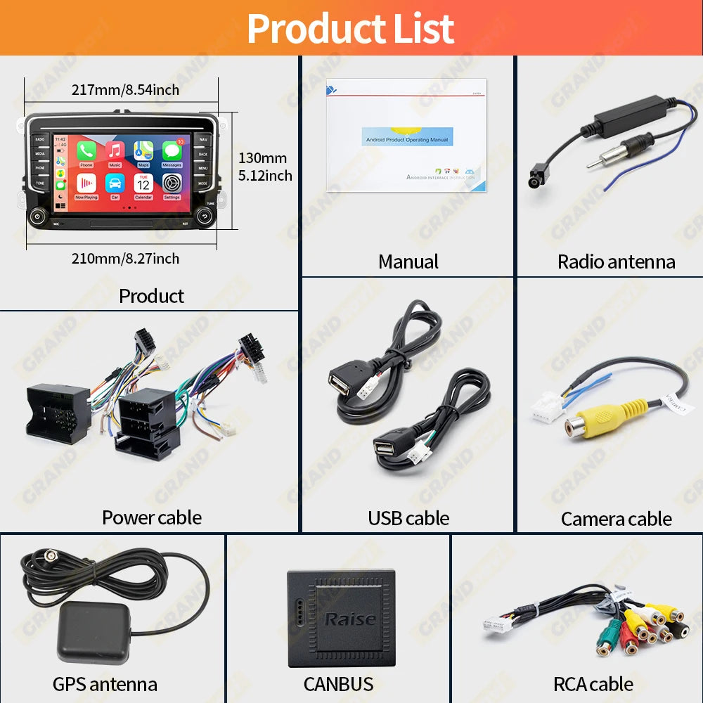 GRANDnavi Android13 Car Radio GPS For VW Volkswagen Skoda Octavia Golf 5 6 Touran Passat B6 Polo Jetta 2Din Multimedia Player sayaragear