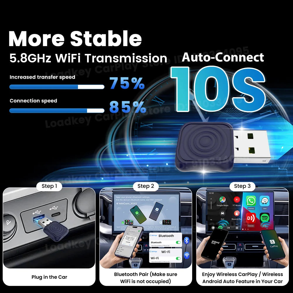 2026 Carlinkit 2-In-1 Android Auto Wireless Carplay Adapter Smart Mini Ultra Bt Wifi Usb Dongle For Toyota Volvo Benz Kia Mazda sayaragear