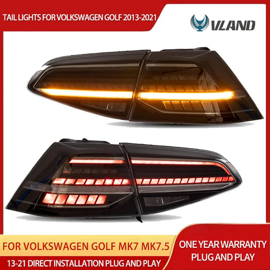 VLAND LED Tail Lights For 13-21 VW Golf MK7 MK7.5 Hatchback Sequential Turn Signal Rear Lamp Assembly sayaragear